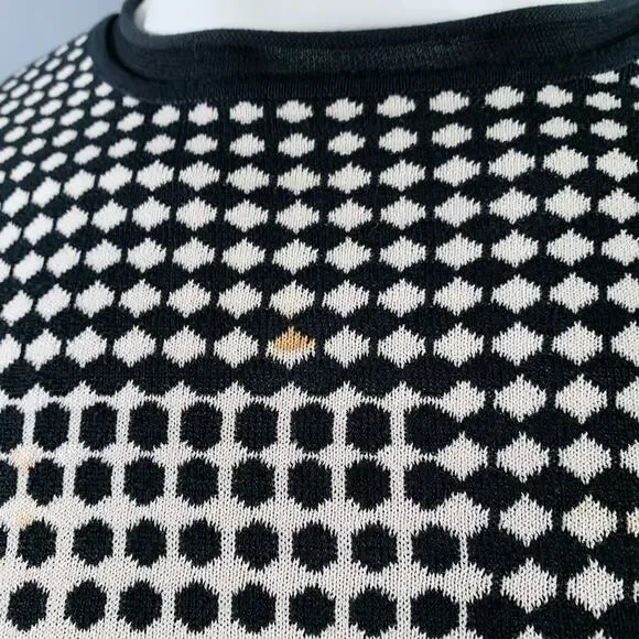 ARMANI COLLEZIONI L Black White Geometric Dots Silk Blend Crew Neck Pullover